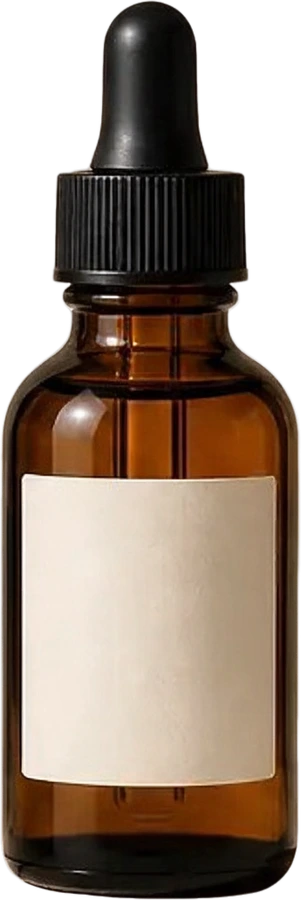 Extracted amber bottle with its label