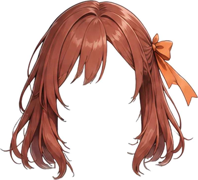 Front Hair with Orange Ribbon