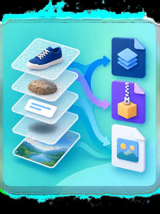 PSD and PNG layer export feature graphic
