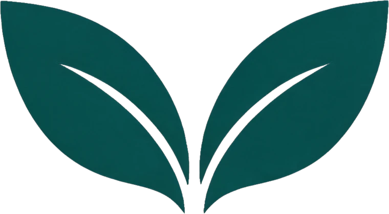 Dark green dual leaf graphic