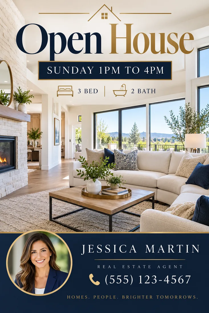 AI generated flyer for a Sunday open house