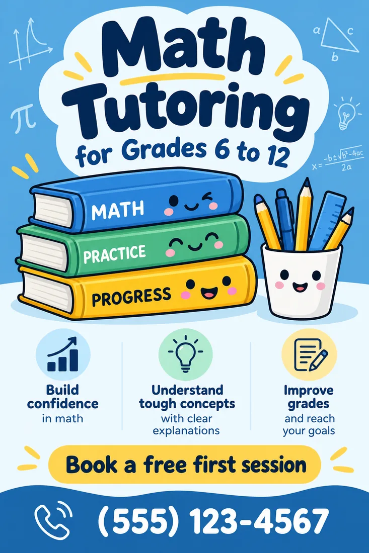 AI flyer for math tutoring for grades 6 to 12